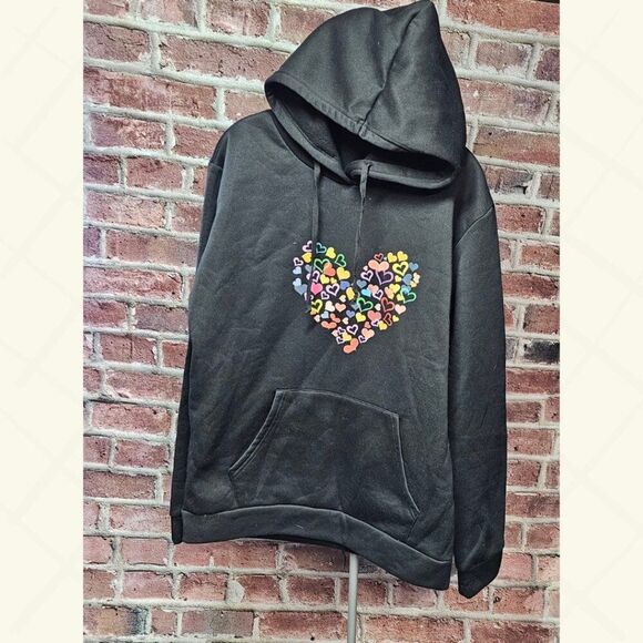 Unisex Ultra Soft Cozy HEARTS Sweatshirt Hoodie XL - Picture 1 of 5